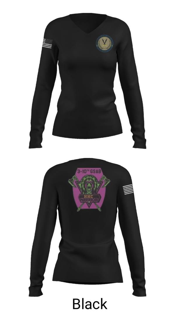 Women's Long Sleeve Vneck Shirt, 3-10 GSAB, Army, Teamtime, Team time, sublimation, custom sports apparel, team uniforms, spirit wear, spiritwear, sports uniforms, custom shirts, team store, custom team store, fundraiser sports, apparel fundraiser