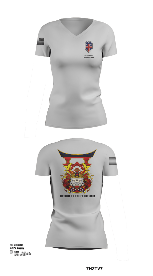Womens Short Sleeve Vneck Shirt, 343rd Medical Hospital Augmentation Detachment, , Teamtime, Team time, sublimation, custom sports apparel, team uniforms, spirit wear, spiritwear, sports uniforms, custom shirts, team store, custom team store, fundraiser sports, apparel fundraiser