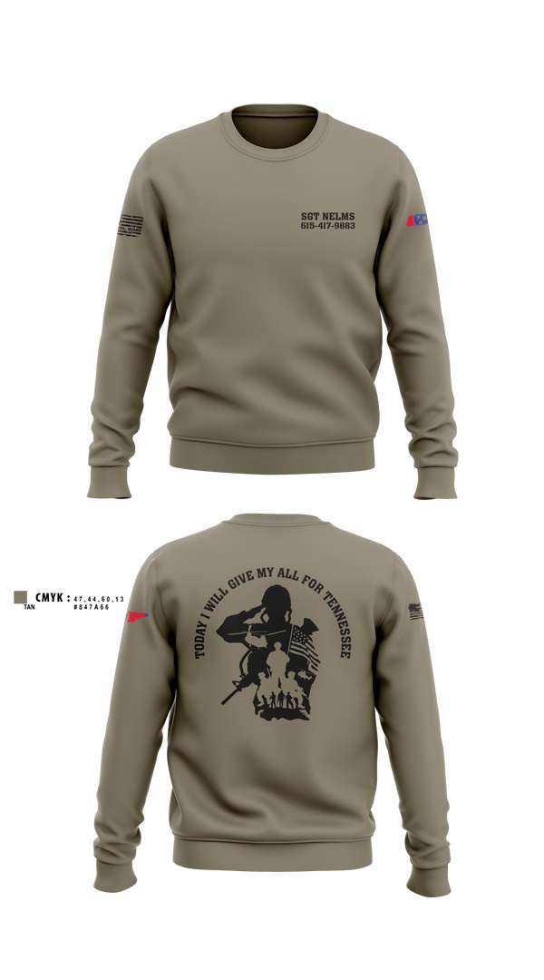 Crew Neck Sweatshirt, SGT Nelms, National Guard, Teamtime, Team time, sublimation, custom sports apparel, team uniforms, spirit wear, spiritwear, sports uniforms, custom shirts, team store, custom team store, fundraiser sports, apparel fundraiser