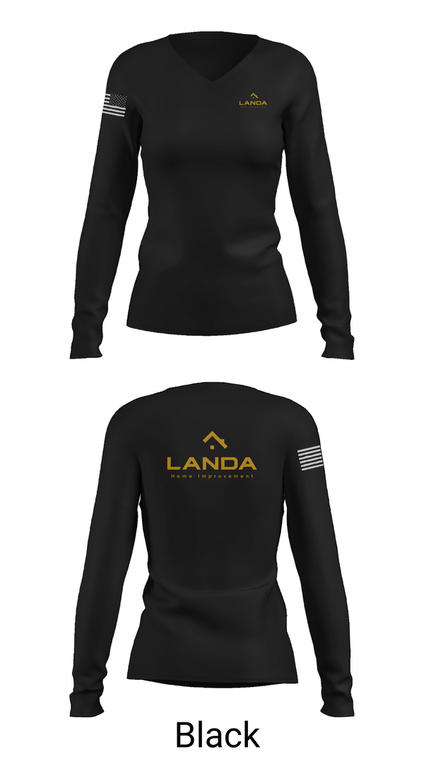 Womens Long Sleeve Vneck Shirt, Landa Home Improvement, , Teamtime, Team time, sublimation, custom sports apparel, team uniforms, spirit wear, spiritwear, sports uniforms, custom shirts, team store, custom team store, fundraiser sports, apparel fundraiser