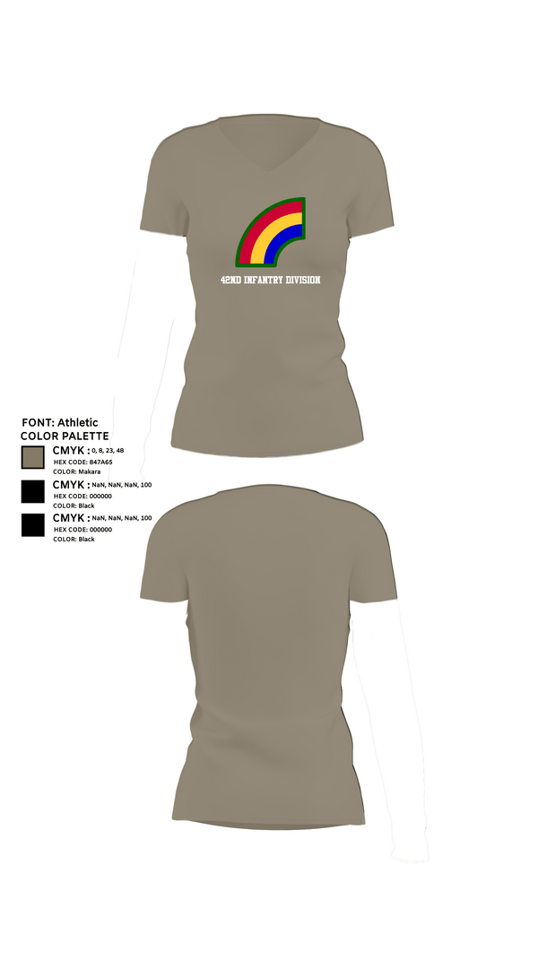 Womens Short Sleeve Vneck Shirt, 42ND Infantry Division, Army, Teamtime, Team time, sublimation, custom sports apparel, team uniforms, spirit wear, spiritwear, sports uniforms, custom shirts, team store, custom team store, fundraiser sports, apparel fundraiser
