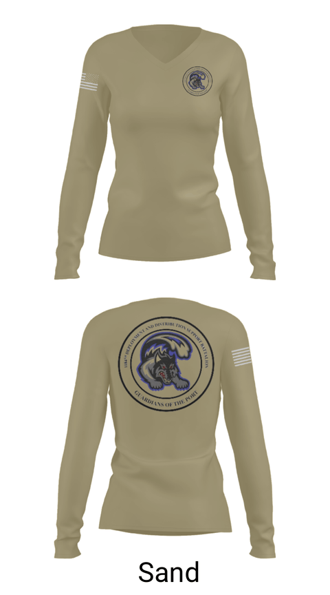 Womens Long Sleeve Vneck Shirt, 1184th DDSB, Army, Teamtime, Team time, sublimation, custom sports apparel, team uniforms, spirit wear, spiritwear, sports uniforms, custom shirts, team store, custom team store, fundraiser sports, apparel fundraiser