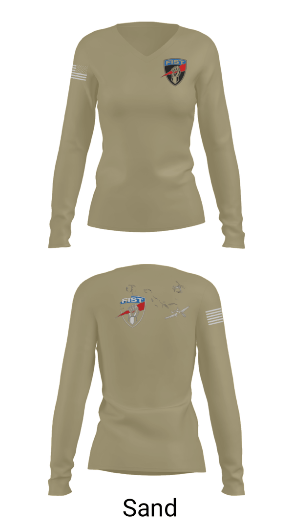 Womens Long Sleeve Vneck Shirt, 3-172 FiST, Army, Teamtime, Team time, sublimation, custom sports apparel, team uniforms, spirit wear, spiritwear, sports uniforms, custom shirts, team store, custom team store, fundraiser sports, apparel fundraiser