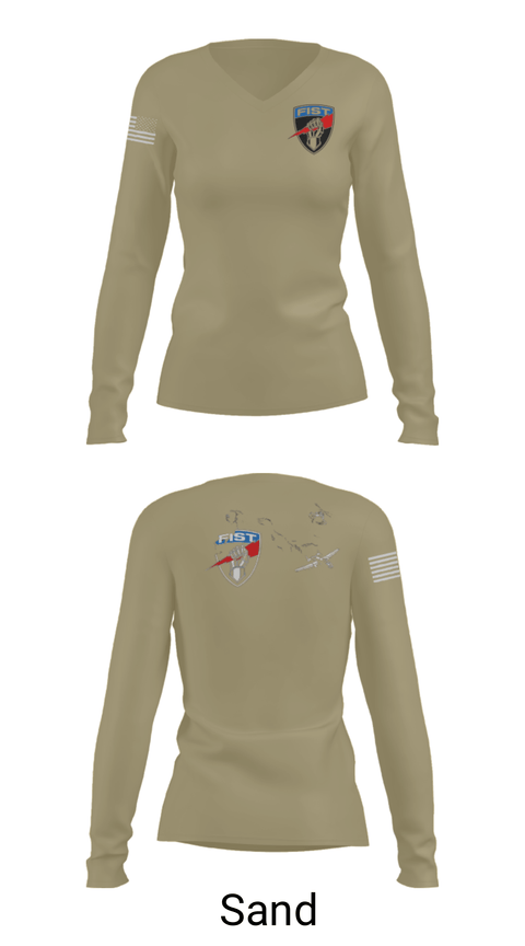 Womens Long Sleeve Vneck Shirt, 3-172 FiST, Army, Teamtime, Team time, sublimation, custom sports apparel, team uniforms, spirit wear, spiritwear, sports uniforms, custom shirts, team store, custom team store, fundraiser sports, apparel fundraiser