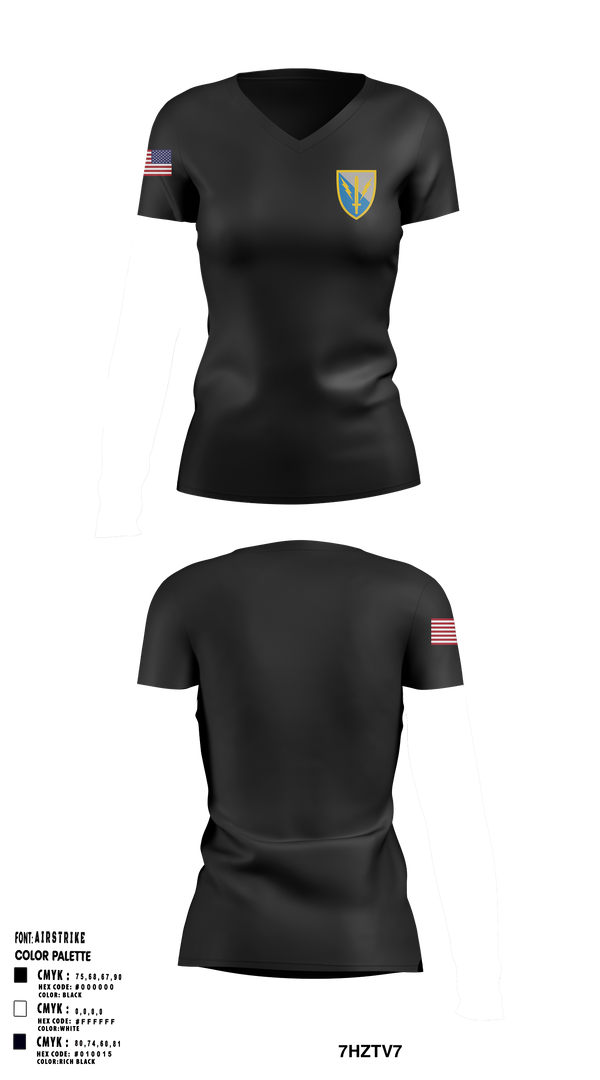Womens Short Sleeve Vneck Shirt, HHC, 201ST E-MIB, Army, Teamtime, Team time, sublimation, custom sports apparel, team uniforms, spirit wear, spiritwear, sports uniforms, custom shirts, team store, custom team store, fundraiser sports, apparel fundraiser
