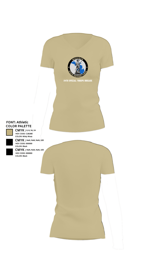 Womens Short Sleeve Vneck Shirt, 24th Special Troops Brigade, National Guard, Teamtime, Team time, sublimation, custom sports apparel, team uniforms, spirit wear, spiritwear, sports uniforms, custom shirts, team store, custom team store, fundraiser sports, apparel fundraiser