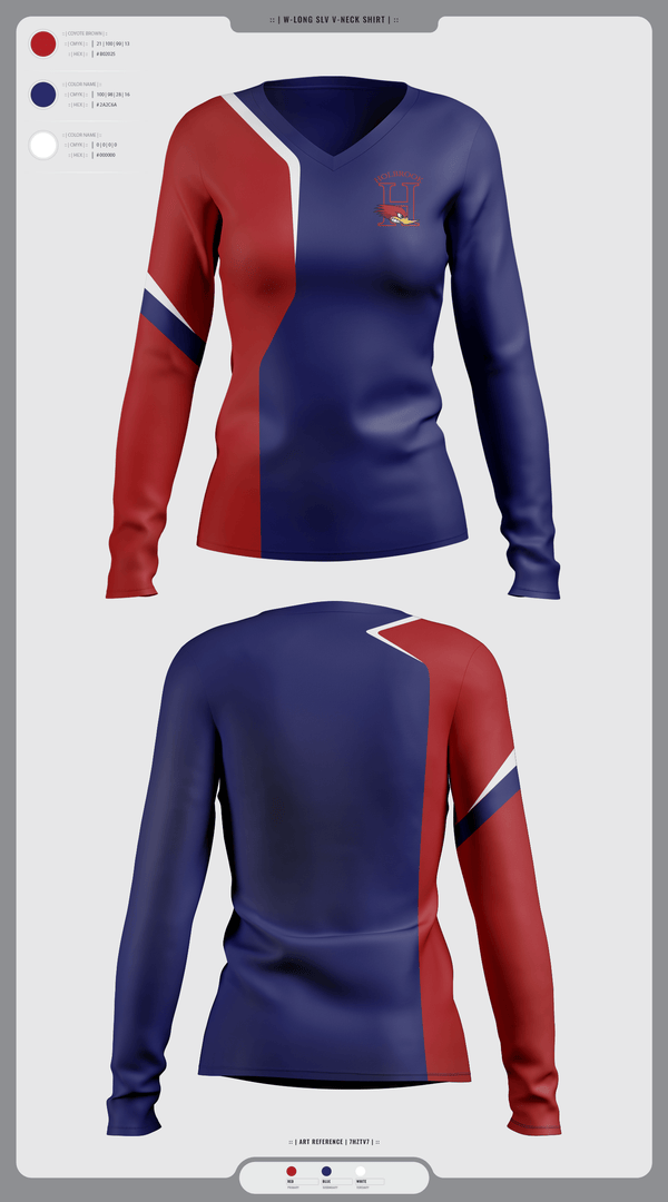 Womens Long Sleeve Vneck Shirt, Holbrook High School Wrestling, Wrestling, Teamtime, Team time, sublimation, custom sports apparel, team uniforms, spirit wear, spiritwear, sports uniforms, custom shirts, team store, custom team store, fundraiser sports, apparel fundraiser