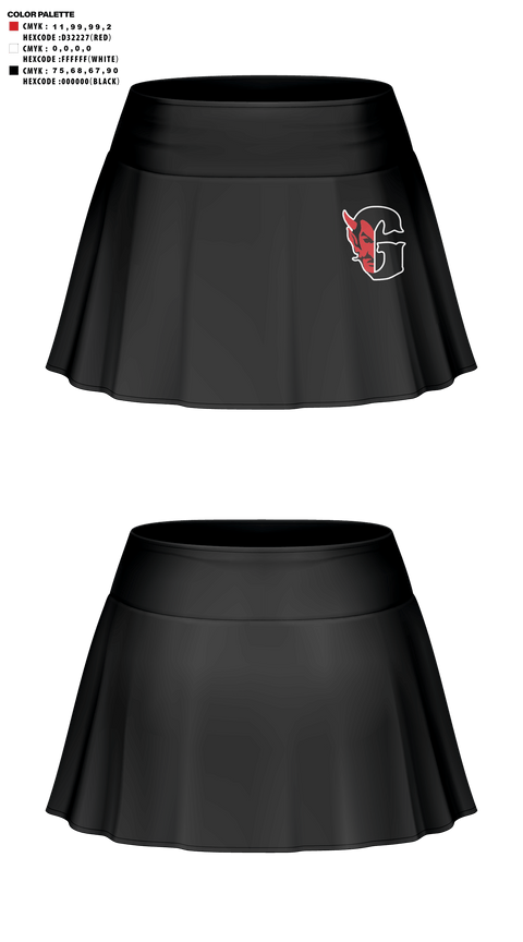 Skort, Glenwood Springs High School Cheer, Cheer, Teamtime, Team time, sublimation, custom sports apparel, team uniforms, spirit wear, spiritwear, sports uniforms, custom shirts, team store, custom team store, fundraiser sports, apparel fundraiser