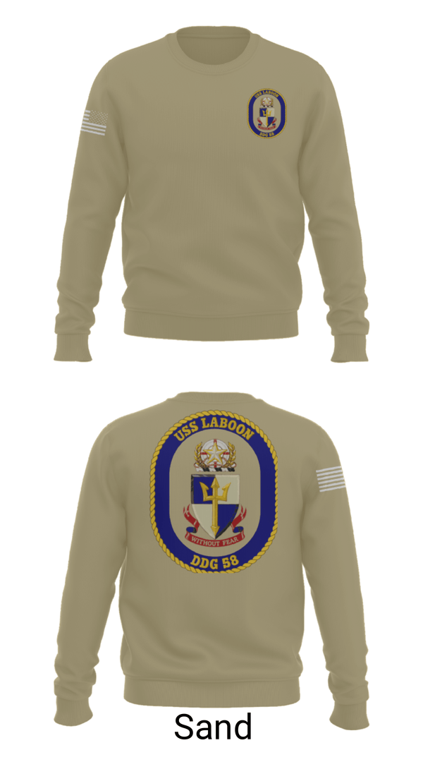 Crew Neck Sweatshirt, USS LABOON - DDG 58, Navy, Teamtime, Team time, sublimation, custom sports apparel, team uniforms, spirit wear, spiritwear, sports uniforms, custom shirts, team store, custom team store, fundraiser sports, apparel fundraiser