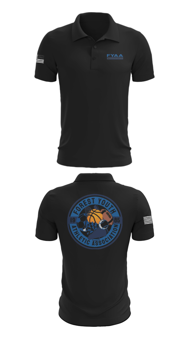 Short Sleeve Performance Polo, Forest Youth Athletic Association Football, Football, Teamtime, Team time, sublimation, custom sports apparel, team uniforms, spirit wear, spiritwear, sports uniforms, custom shirts, team store, custom team store, fundraiser sports, apparel fundraiser