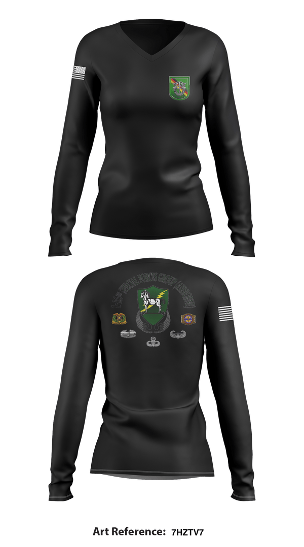 Womens Long Sleeve Vneck Shirt 1, 1-10 SFG FSC, Army, Teamtime, Team time, sublimation, custom sports apparel, team uniforms, spirit wear, spiritwear, sports uniforms, custom shirts, team store, custom team store, fundraiser sports, apparel fundraiser