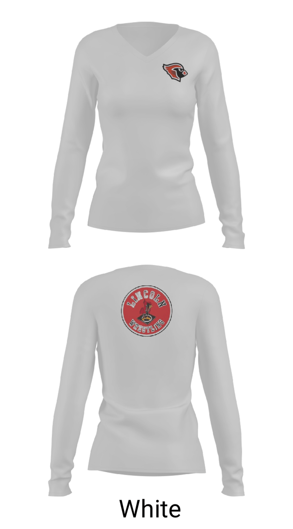 Womens Long Sleeve Vneck Shirt, Lincoln High School Wrestling, Wrestling, Teamtime, Team time, sublimation, custom sports apparel, team uniforms, spirit wear, spiritwear, sports uniforms, custom shirts, team store, custom team store, fundraiser sports, apparel fundraiser