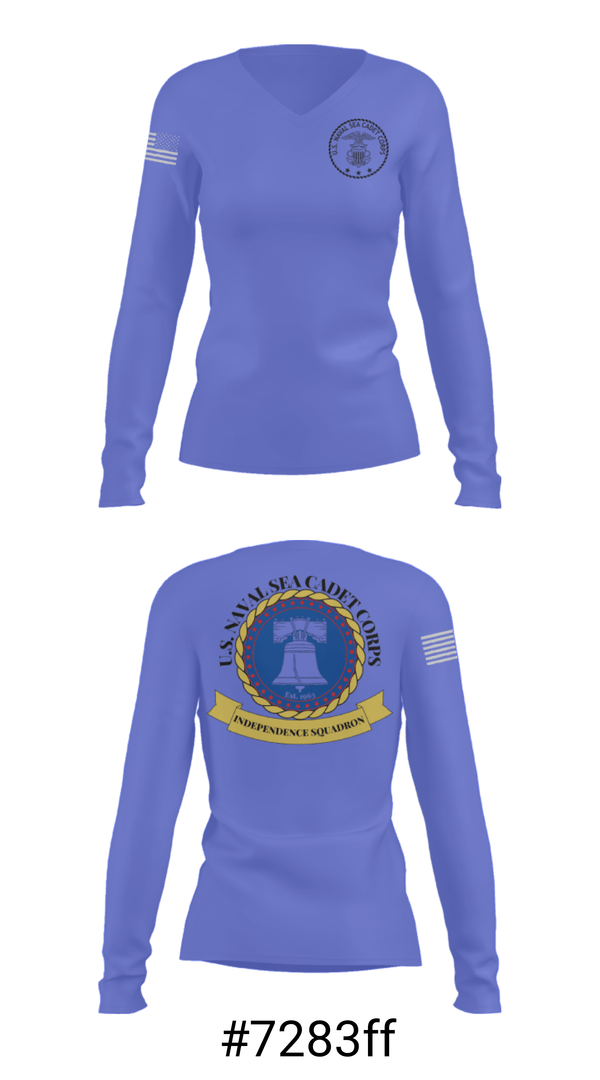 Women's Long Sleeve Vneck Shirt, Independence Squadron, , Teamtime, Team time, sublimation, custom sports apparel, team uniforms, spirit wear, spiritwear, sports uniforms, custom shirts, team store, custom team store, fundraiser sports, apparel fundraiser