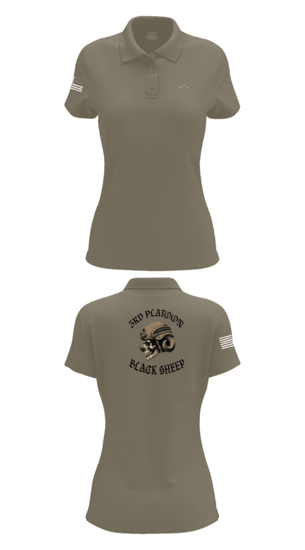 Women's Short Sleeve Performance Polo, 3rd PLT Black Sheep, Army, Teamtime, Team time, sublimation, custom sports apparel, team uniforms, spirit wear, spiritwear, sports uniforms, custom shirts, team store, custom team store, fundraiser sports, apparel fundraiser