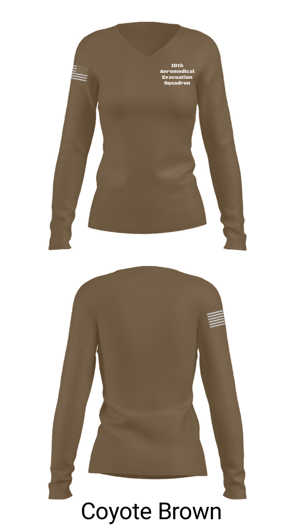 Womens Long Sleeve Vneck Shirt, 18th Aeromedical Evacuation Squadron, Air Force, Teamtime, Team time, sublimation, custom sports apparel, team uniforms, spirit wear, spiritwear, sports uniforms, custom shirts, team store, custom team store, fundraiser sports, apparel fundraiser