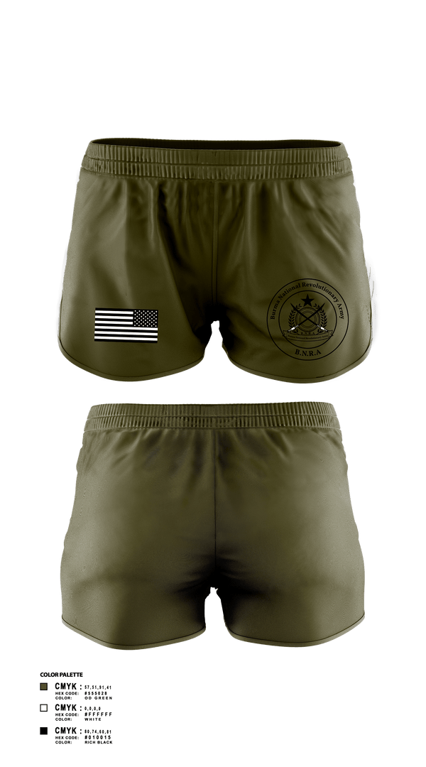 Women's Shorts, B.N.R.A, Army, Teamtime, Team time, sublimation, custom sports apparel, team uniforms, spirit wear, spiritwear, sports uniforms, custom shirts, team store, custom team store, fundraiser sports, apparel fundraiser