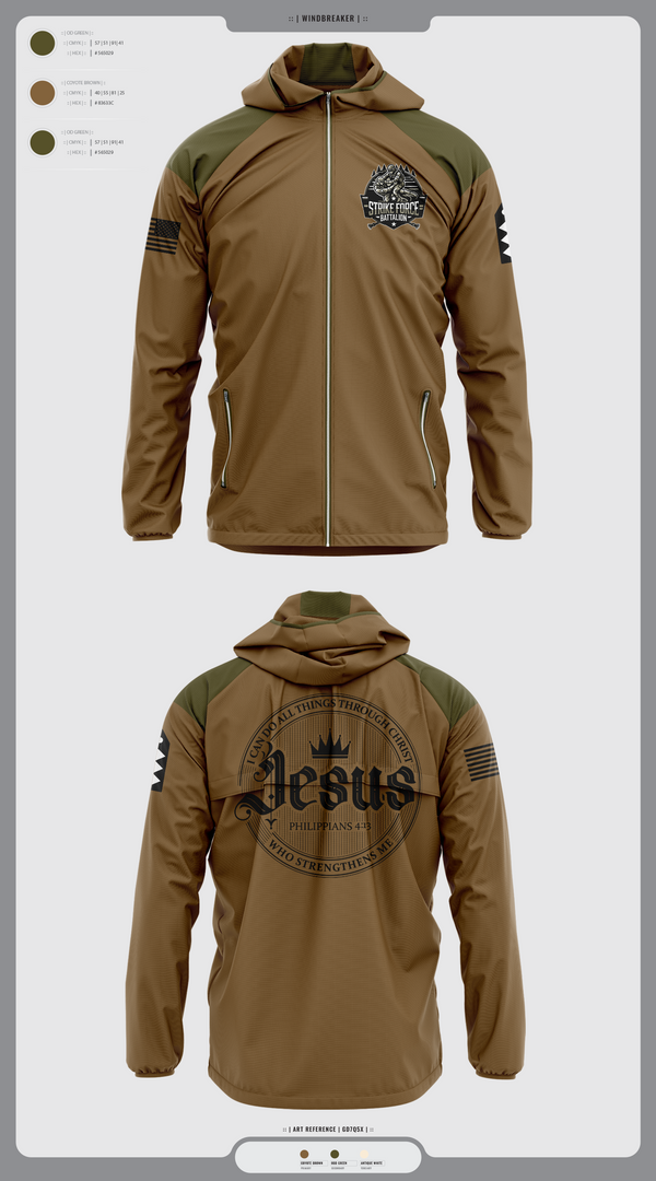 Windbreaker, Strike force Battalion, Army, Teamtime, Team time, sublimation, custom sports apparel, team uniforms, spirit wear, spiritwear, sports uniforms, custom shirts, team store, custom team store, fundraiser sports, apparel fundraiser