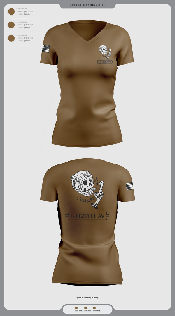 Womens Short Sleeve Vneck Shirt, 1-112th cav, , Teamtime, Team time, sublimation, custom sports apparel, team uniforms, spirit wear, spiritwear, sports uniforms, custom shirts, team store, custom team store, fundraiser sports, apparel fundraiser