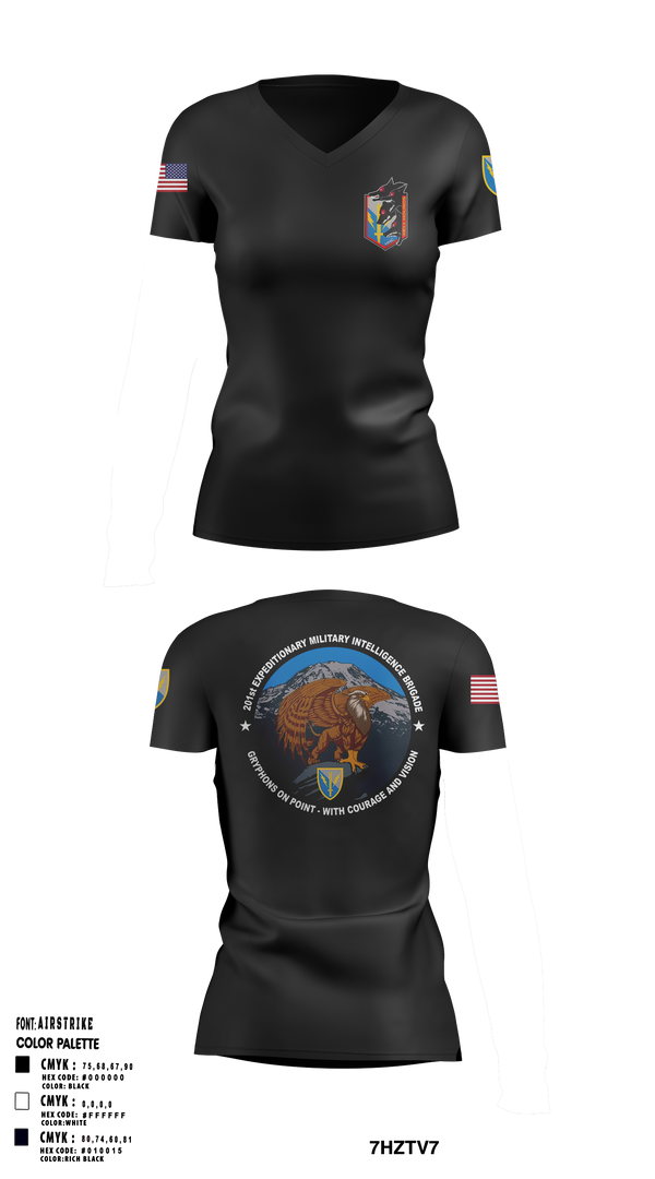 Womens Short Sleeve Vneck Shirt, HHC, 201ST E-MIB, Army, Teamtime, Team time, sublimation, custom sports apparel, team uniforms, spirit wear, spiritwear, sports uniforms, custom shirts, team store, custom team store, fundraiser sports, apparel fundraiser