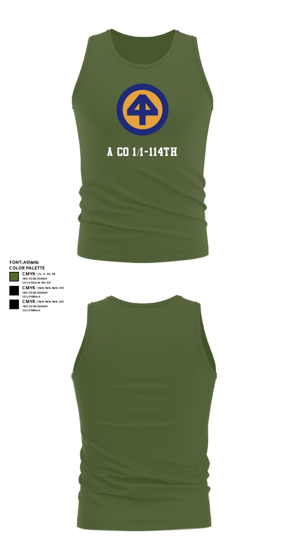 Tank Top, A Co 1/1-114th, Army, Teamtime, Team time, sublimation, custom sports apparel, team uniforms, spirit wear, spiritwear, sports uniforms, custom shirts, team store, custom team store, fundraiser sports, apparel fundraiser
