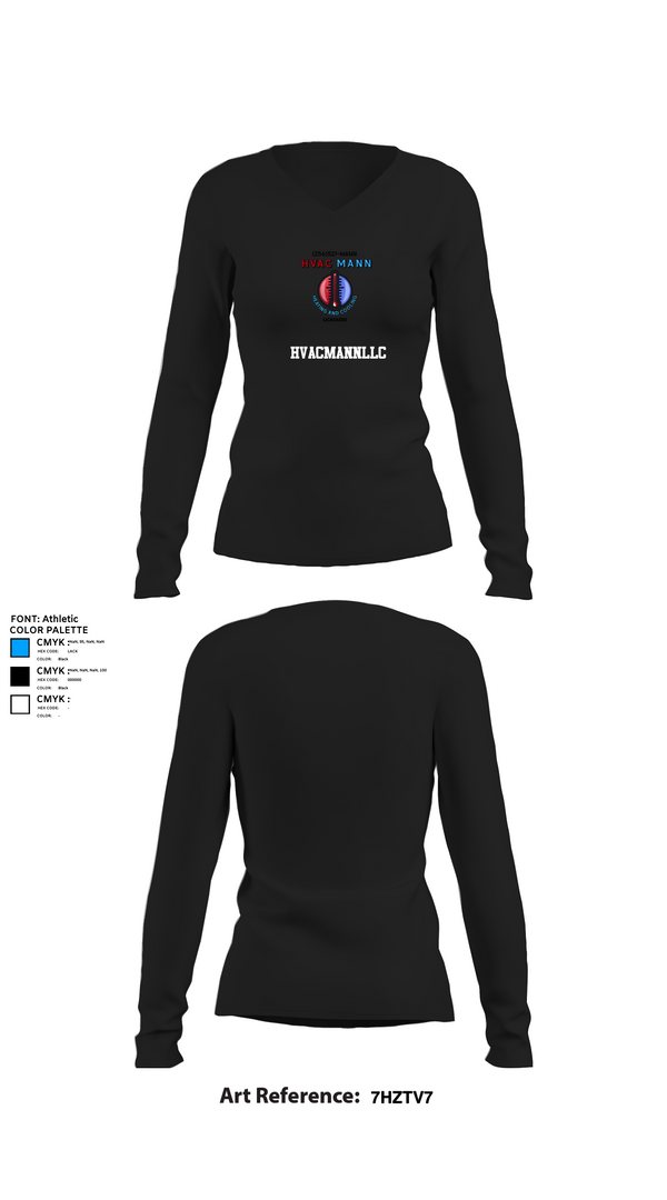 Womens Long Sleeve Vneck Shirt, Hvacmannllc, , Teamtime, Team time, sublimation, custom sports apparel, team uniforms, spirit wear, spiritwear, sports uniforms, custom shirts, team store, custom team store, fundraiser sports, apparel fundraiser