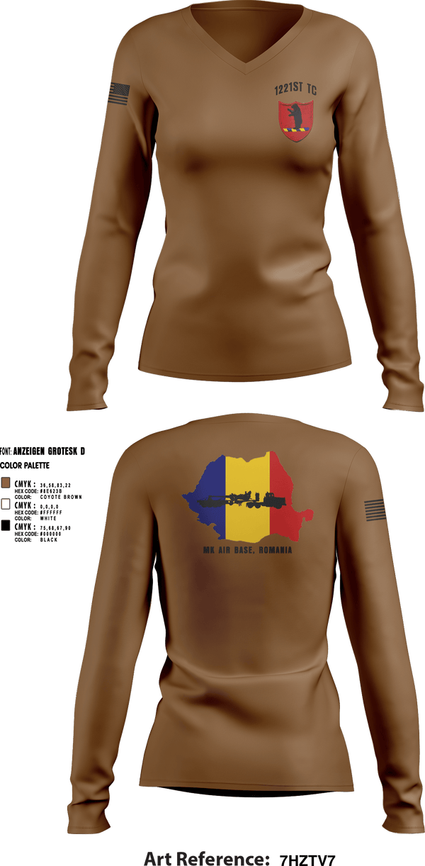 Womens Long Sleeve Vneck Shirt, 1221st TC, National Guard, Teamtime, Team time, sublimation, custom sports apparel, team uniforms, spirit wear, spiritwear, sports uniforms, custom shirts, team store, custom team store, fundraiser sports, apparel fundraiser