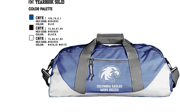 Duffle Bag, Columbia Eagles, Men's Soccer, Teamtime, Team time, sublimation, custom sports apparel, team uniforms, spirit wear, spiritwear, sports uniforms, custom shirts, team store, custom team store, fundraiser sports, apparel fundraiser