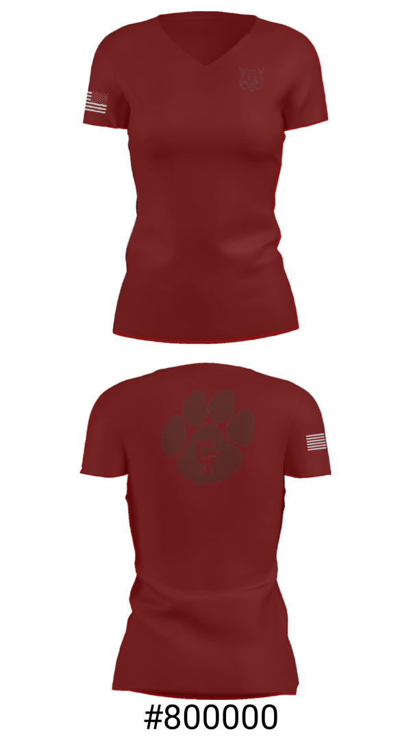 Women's Short Sleeve Vneck Shirt, Cy-Fair High School Track, Track & Field, Teamtime, Team time, sublimation, custom sports apparel, team uniforms, spirit wear, spiritwear, sports uniforms, custom shirts, team store, custom team store, fundraiser sports, apparel fundraiser