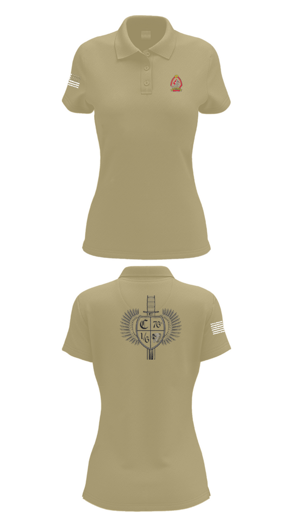 Women's Short Sleeve Performance Polo, 1/6 Charlie company, , Teamtime, Team time, sublimation, custom sports apparel, team uniforms, spirit wear, spiritwear, sports uniforms, custom shirts, team store, custom team store, fundraiser sports, apparel fundraiser