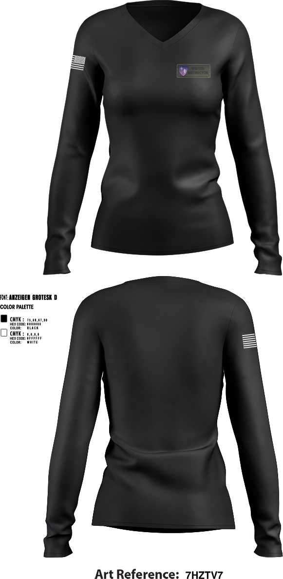 Womens Long Sleeve Vneck Shirt, NATO Winter Instructor Course, , Teamtime, Team time, sublimation, custom sports apparel, team uniforms, spirit wear, spiritwear, sports uniforms, custom shirts, team store, custom team store, fundraiser sports, apparel fundraiser
