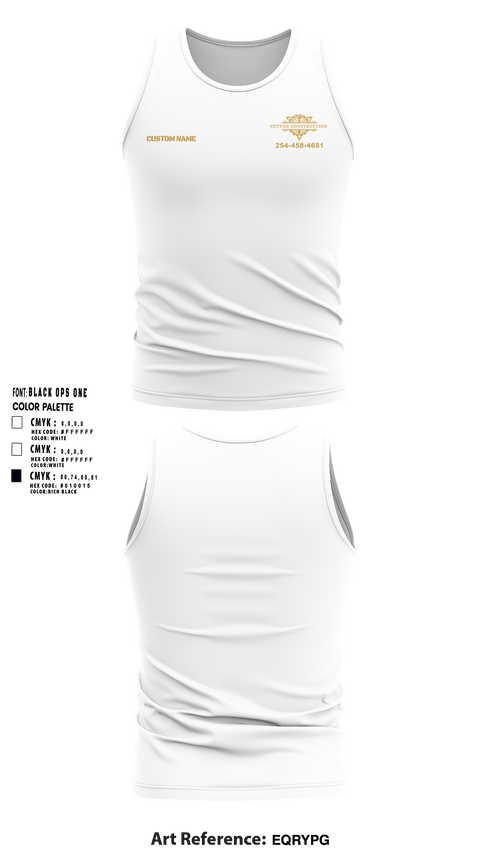Tank Top, Sutton Construction, , Teamtime, Team time, sublimation, custom sports apparel, team uniforms, spirit wear, spiritwear, sports uniforms, custom shirts, team store, custom team store, fundraiser sports, apparel fundraiser