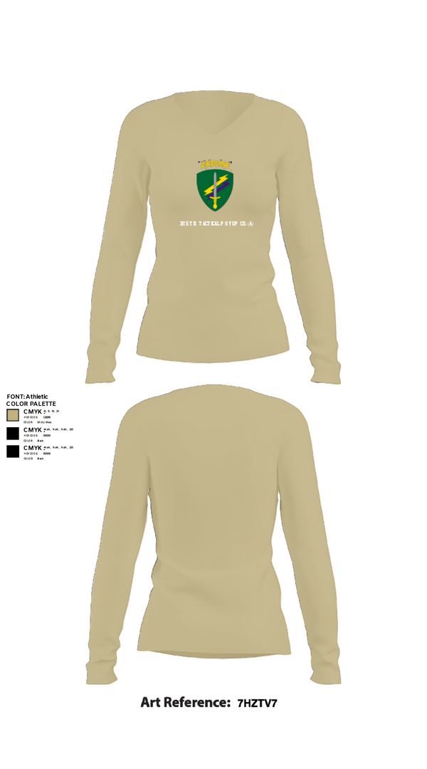 Women's Long Sleeve Vneck Shirt, 325th Tactical PSYOP Co. (A), Army, Teamtime, Team time, sublimation, custom sports apparel, team uniforms, spirit wear, spiritwear, sports uniforms, custom shirts, team store, custom team store, fundraiser sports, apparel fundraiser