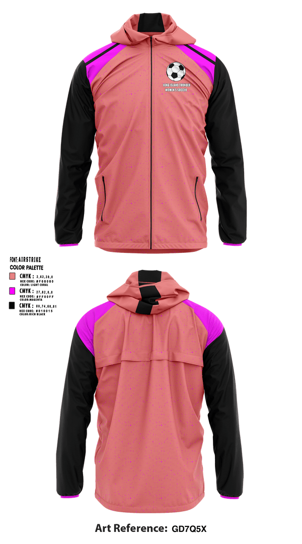 Windbreaker, Long Island Thunder, Women's Soccer, Teamtime, Team time, sublimation, custom sports apparel, team uniforms, spirit wear, spiritwear, sports uniforms, custom shirts, team store, custom team store, fundraiser sports, apparel fundraiser