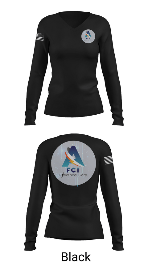 Womens Long Sleeve Vneck Shirt, AFCI ELECTRIC, , Teamtime, Team time, sublimation, custom sports apparel, team uniforms, spirit wear, spiritwear, sports uniforms, custom shirts, team store, custom team store, fundraiser sports, apparel fundraiser