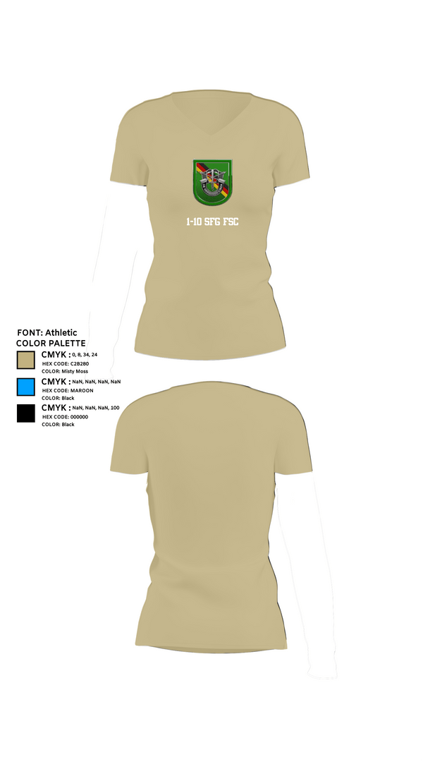 Womens Short Sleeve Vneck Shirt, 1-10 SFG FSC, Army, Teamtime, Team time, sublimation, custom sports apparel, team uniforms, spirit wear, spiritwear, sports uniforms, custom shirts, team store, custom team store, fundraiser sports, apparel fundraiser