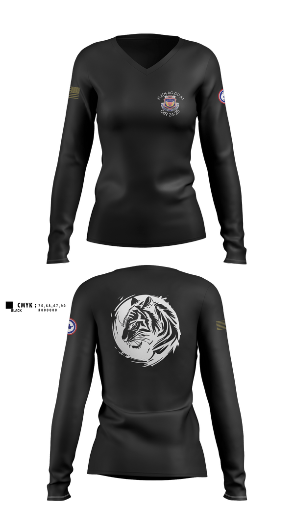 Womens Long Sleeve Vneck Shirt, 312th HR CO, A1 Postal, Army, Teamtime, Team time, sublimation, custom sports apparel, team uniforms, spirit wear, spiritwear, sports uniforms, custom shirts, team store, custom team store, fundraiser sports, apparel fundraiser