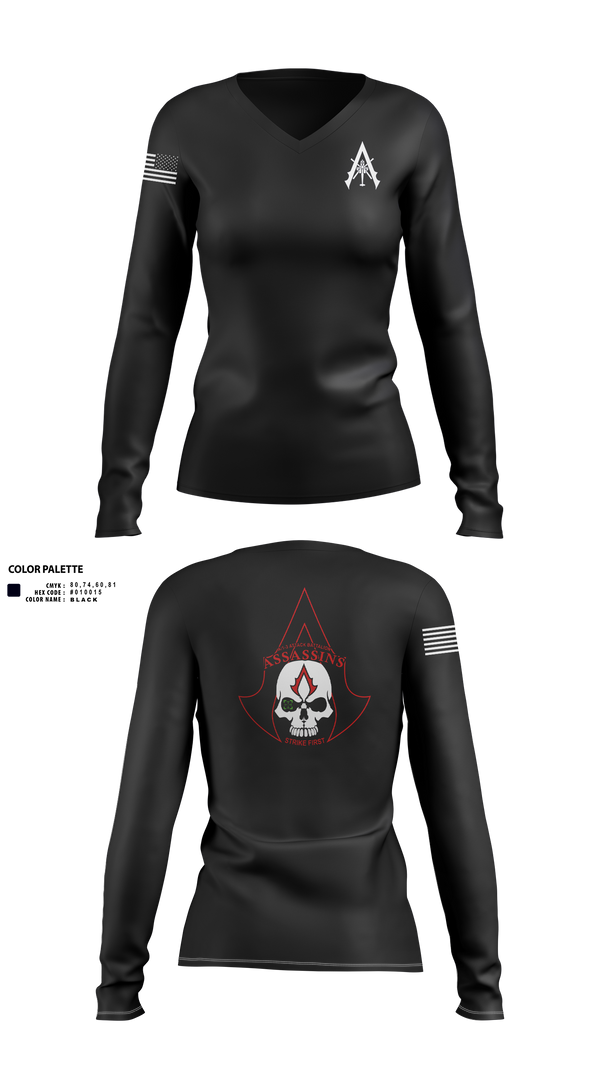 Womens Long Sleeve Vneck Shirt, A Co. 1-3 AB, Army, Teamtime, Team time, sublimation, custom sports apparel, team uniforms, spirit wear, spiritwear, sports uniforms, custom shirts, team store, custom team store, fundraiser sports, apparel fundraiser