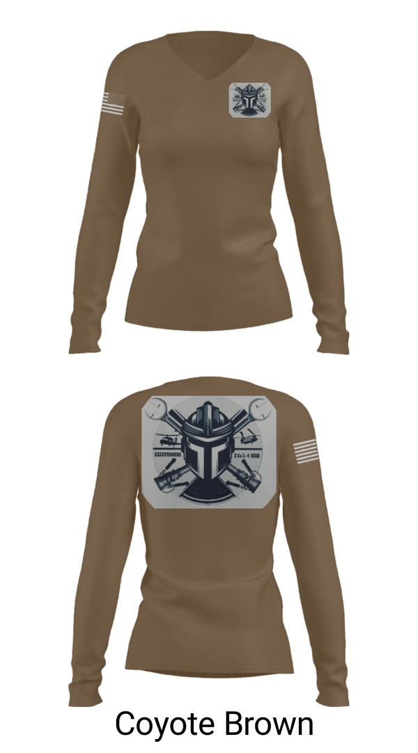 Women's Long Sleeve Vneck Shirt, 2-4 GSAB ECHO CO., Army, Teamtime, Team time, sublimation, custom sports apparel, team uniforms, spirit wear, spiritwear, sports uniforms, custom shirts, team store, custom team store, fundraiser sports, apparel fundraiser