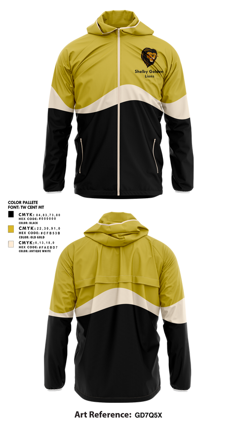 Windbreaker, Shelby Golden Lions, Track & Field, Teamtime, Team time, sublimation, custom sports apparel, team uniforms, spirit wear, spiritwear, sports uniforms, custom shirts, team store, custom team store, fundraiser sports, apparel fundraiser