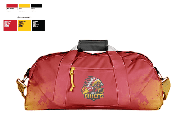 Duffle Bag, CTX Chiefs, Football, Teamtime, Team time, sublimation, custom sports apparel, team uniforms, spirit wear, spiritwear, sports uniforms, custom shirts, team store, custom team store, fundraiser sports, apparel fundraiser