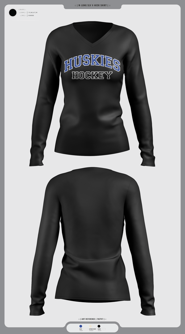 Womens Long Sleeve Vneck Shirt, HOWARD COUNTY YOUTH HOCKEY CLUB, Ice Hockey, Teamtime, Team time, sublimation, custom sports apparel, team uniforms, spirit wear, spiritwear, sports uniforms, custom shirts, team store, custom team store, fundraiser sports, apparel fundraiser