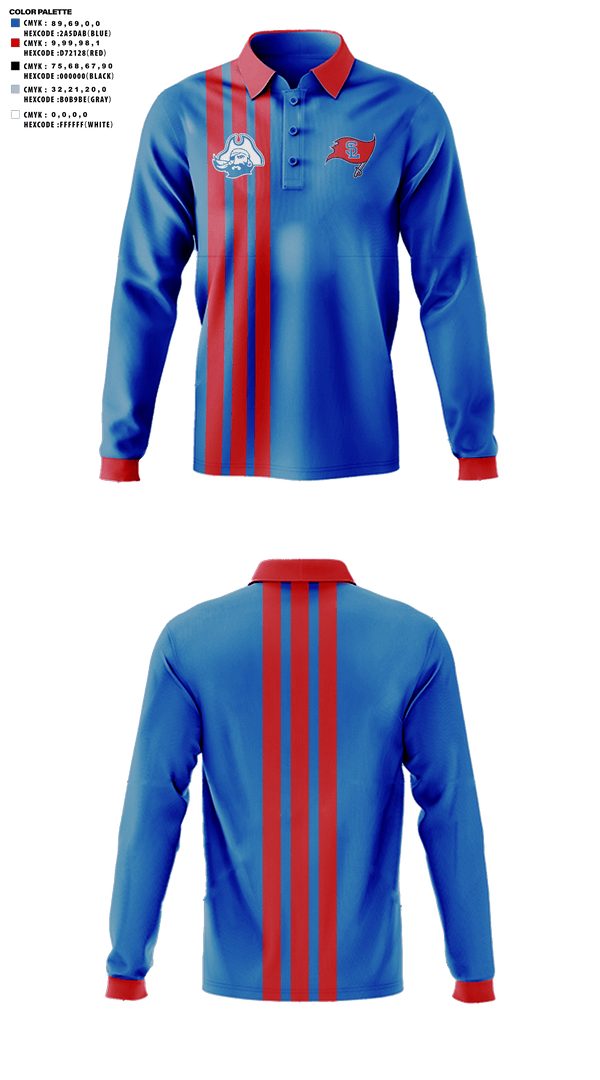 Long Sleeve Performance Polo, San Leandro High School Golf, Golf, Teamtime, Team time, sublimation, custom sports apparel, team uniforms, spirit wear, spiritwear, sports uniforms, custom shirts, team store, custom team store, fundraiser sports, apparel fundraiser