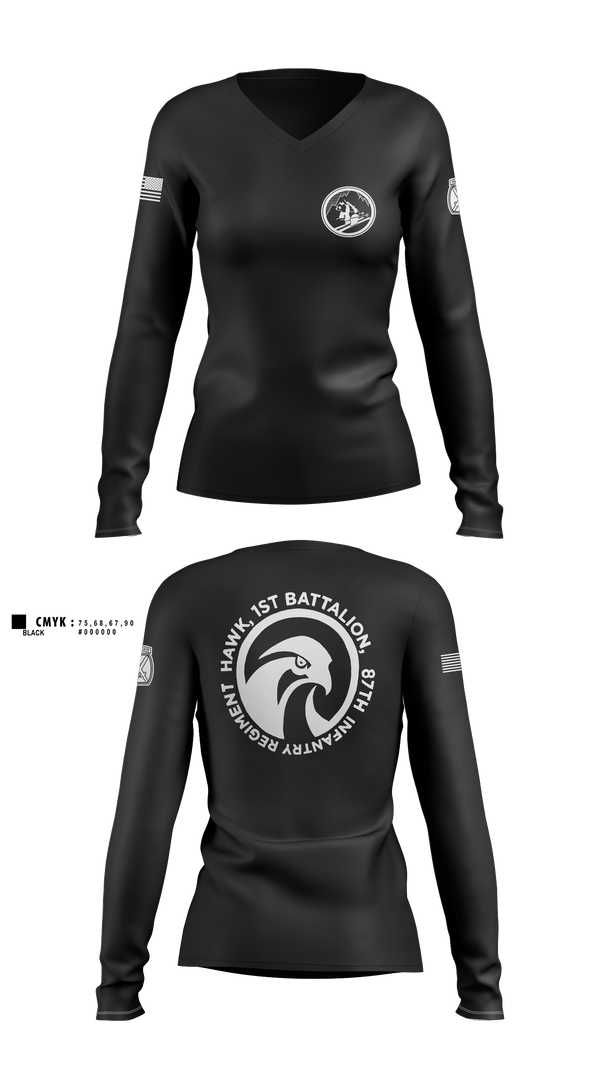 Womens Long Sleeve Vneck Shirt, Diesel, 3-71CAV, Army, Teamtime, Team time, sublimation, custom sports apparel, team uniforms, spirit wear, spiritwear, sports uniforms, custom shirts, team store, custom team store, fundraiser sports, apparel fundraiser