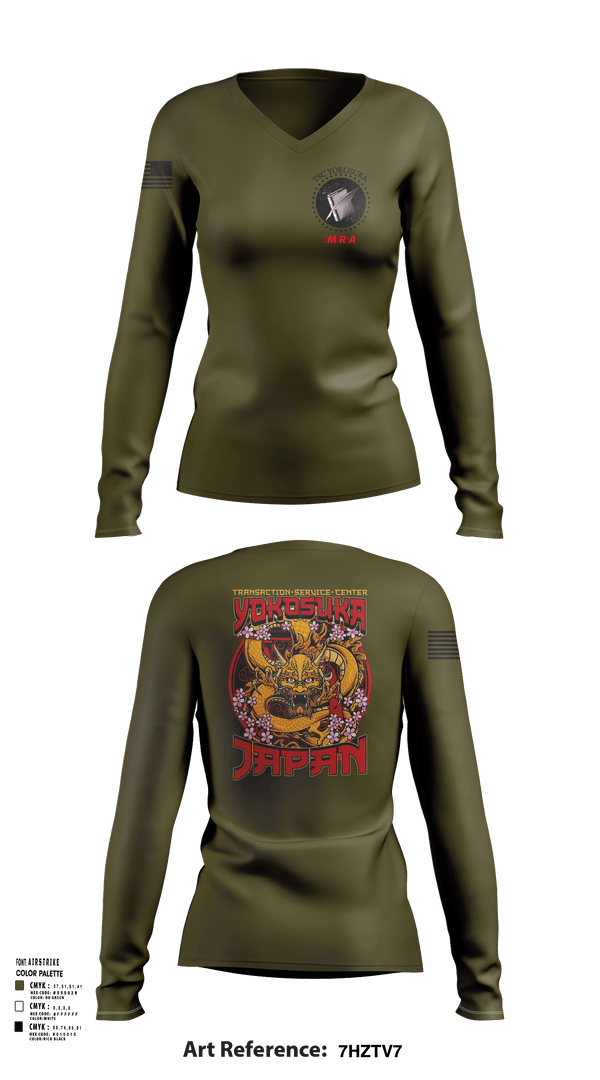 Womens Long Sleeve Vneck Shirt 1, Transactional Service Center Yokosuka, Navy, Teamtime, Team time, sublimation, custom sports apparel, team uniforms, spirit wear, spiritwear, sports uniforms, custom shirts, team store, custom team store, fundraiser sports, apparel fundraiser