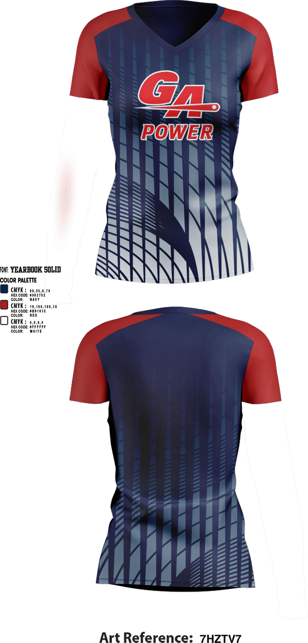 Womens Short Sleeve Vneck Shirt, GA Power Rhoades 12u and 16u, Softball, Teamtime, Team time, sublimation, custom sports apparel, team uniforms, spirit wear, spiritwear, sports uniforms, custom shirts, team store, custom team store, fundraiser sports, apparel fundraiser
