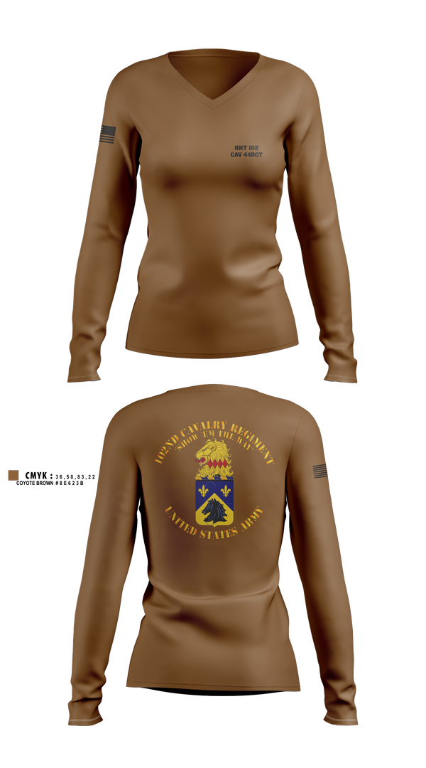 Womens Long Sleeve Vneck Shirt, HHT 102 CAV, , Teamtime, Team time, sublimation, custom sports apparel, team uniforms, spirit wear, spiritwear, sports uniforms, custom shirts, team store, custom team store, fundraiser sports, apparel fundraiser