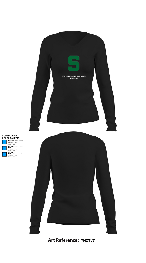 Womens Long Sleeve Vneck Shirt, South Hagerstown High School Wrestling, Wrestling, Teamtime, Team time, sublimation, custom sports apparel, team uniforms, spirit wear, spiritwear, sports uniforms, custom shirts, team store, custom team store, fundraiser sports, apparel fundraiser