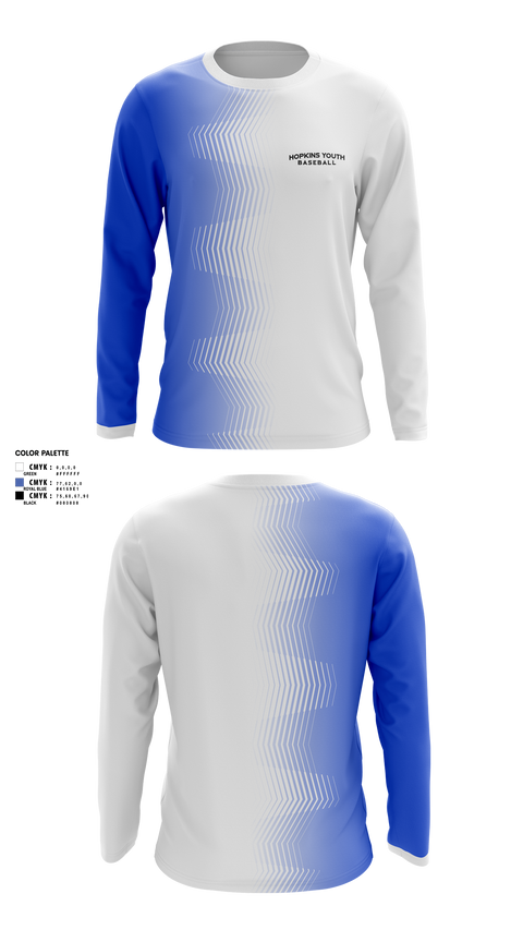 Long Sleeve Performance Shirt, Hopkins Youth Baseball Association, Baseball, Teamtime, Team time, sublimation, custom sports apparel, team uniforms, spirit wear, spiritwear, sports uniforms, custom shirts, team store, custom team store, fundraiser sports, apparel fundraiser