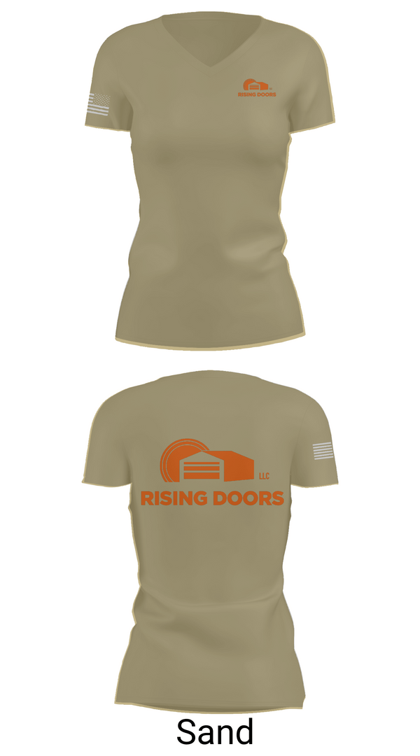 Womens Short Sleeve Vneck Shirt, Rising Doors, Army, Teamtime, Team time, sublimation, custom sports apparel, team uniforms, spirit wear, spiritwear, sports uniforms, custom shirts, team store, custom team store, fundraiser sports, apparel fundraiser