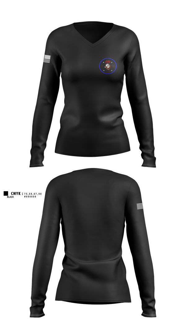Womens Long Sleeve Vneck Shirt, , Navy, Teamtime, Team time, sublimation, custom sports apparel, team uniforms, spirit wear, spiritwear, sports uniforms, custom shirts, team store, custom team store, fundraiser sports, apparel fundraiser
